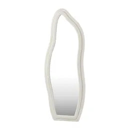 FM-16060-PEB-SP-WH Oikiture Full Length Mirror Boucle Floor Mirrors Dressing Wall Mounted 160cm
