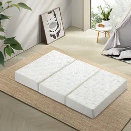 FM-B10-MIKI-WH Bedra Folding Mattress 3-Fold Foldable Foam Mattresses Baby Cot Bed Mat White