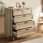 COD-EMMA-5D-WD-AB Oikiture 5 Chest of Drawers Dresser Chest Storage Cabinet Tallboy Natural