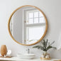 WM-B-ROUND-80-WD Oikiture Wall Mirrors Round Makeup Mirror Vanity Home Decorative Wooden 80cm