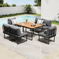 ODDS-FAROE-GY-BBBC Livsip 6 Seater Outdoor Dining Sofa Set Lounge Furniture with Cushions Grey