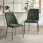 DCH-HIG-GN-2PC Oikiture Set of 2 Dining Chairs Chenille Fabric Kitchen Chair Padded Seat Green