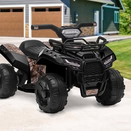 ROC-ATV-M-BK Ride On Car Electric ATV Bike Vehicle for Toddlers Kids Rechargeable Black