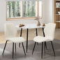 DCH-MOLY-SP-WH-2PC Oikiture Dining Chairs Kitchen Lounge Padded Seat Armless Boucle White