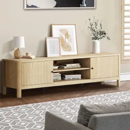 EU-WEST-160-WD-AB Oikiture TV Cabinet Entertainment Unit Stand Storage Shelves 160cm