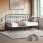 MBF-DB-BEN-BK Oikiture Metal Daybed Frame Single Size Sofa Bed Steel Slat Support Black