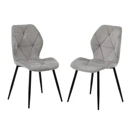 DCH-DIA-VV-GY-2PC Oikiture Dining Chairs Kitchen Chair Padded Seat High Back Velvet Grey