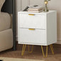 BT-MOND-2D-WHGD Oikiture Bedside Table 2 Drawers Gold Metal Nightstand Storage Cabinet White