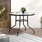OPS-TXL-TB90-BK Livsip 90cm Outdoor Dining Glass Table Round Patio Furniture Bistro Set Black