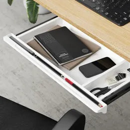 DB-DRAW-PLS-WH Oikiture Under Desk Drawer Pull-Out Drawer Sliding Tray Storage Organizer White
