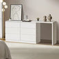 COD-PURI-200-WH-AB Oikiture 6 Chest of Drawers Dresser with Side Table Storage Tallboy White
