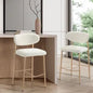 BS-HD-SPA-WDWH-2PC Oikiture 2x Bar Stools Kitchen Stool Counter Chair Boucle Fabric Natural