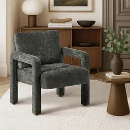 ACH-A11-GY Oikiture Armchair Velvet Accent Chairs 1 Seater Lounge Sofa Chair Grey