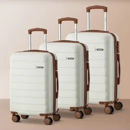 LGS-MAT-3PC-WH Mazam 3PCS Luggage Suitcase Trolley Set Travel TSA Lock Hard Shell Case White