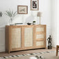 SB-XF-HAN-3D2R-WD Oikiture Buffet Sideboard Storage Cabinet Rattan Cupboard 3 Drawer Hallway Table