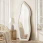 FM-16060-PEB-SP-WH Oikiture Full Length Mirror Boucle Floor Mirrors Dressing Wall Mounted 160cm