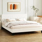BF-B-VANK-K-SP-WH-AB Oikiture Bed Frame King Size Mattress Base Boucle Fabric Platform Wooden Slats