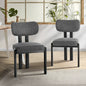 DCH-KAYA-BKGY-2PC Oikiture Set of 2 Dining Chairs Linen Fabric Kitchen Chair Padded Seat Grey