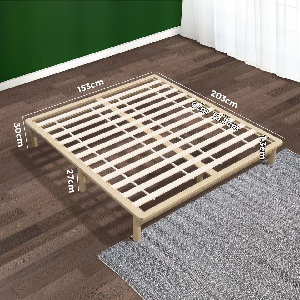 BF-W-A55-PFM-Q-WD QUEEN Oikiture Wooden Bed Frame Beds Base Platform Solid Pine Timber