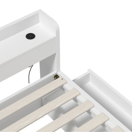 BF-MEXI-NEW-S-WH SINGLE White Cassandra Bed with USB Port & Drawers