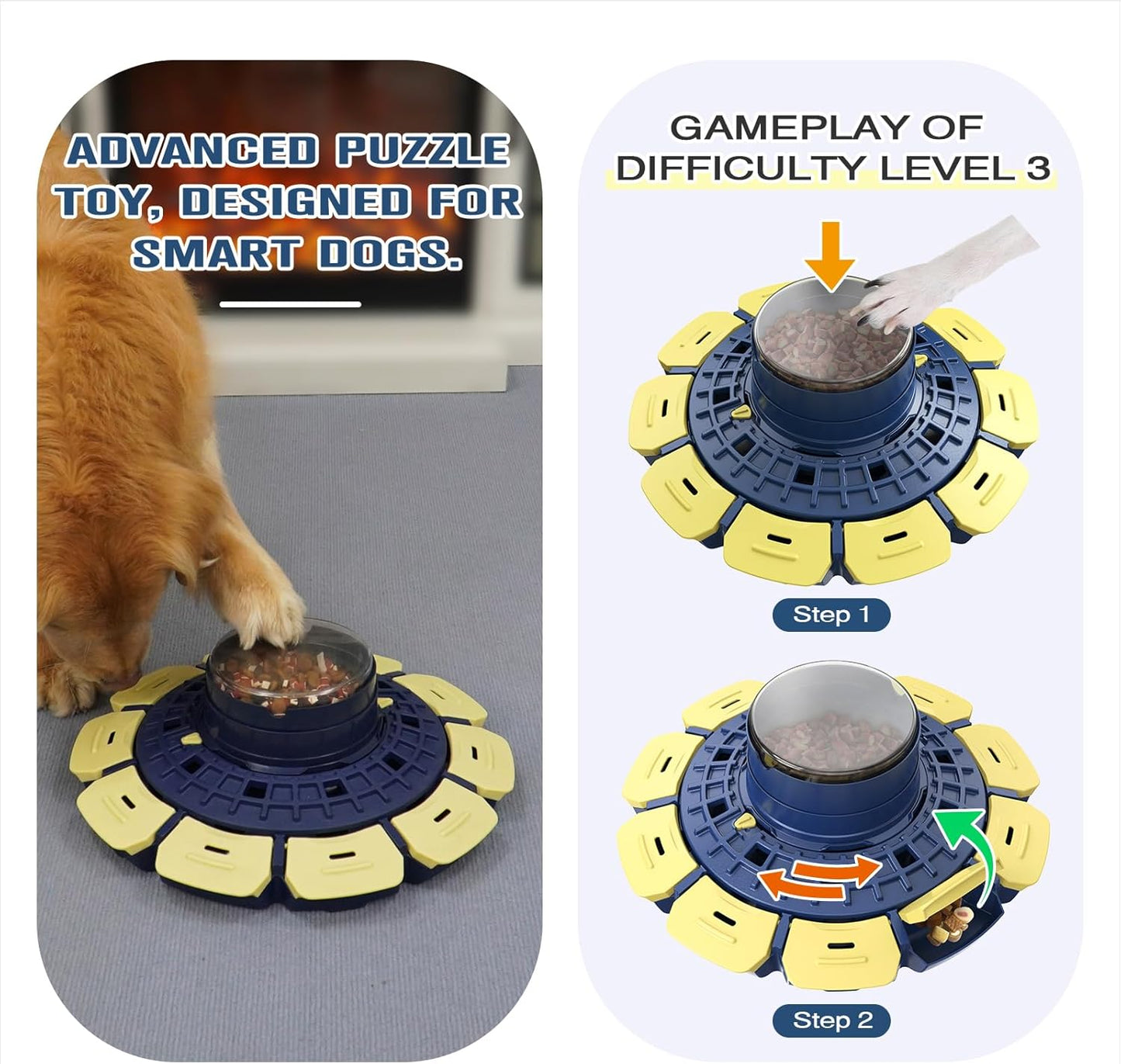KADTCXZMG KADTC XL 3-Level Dog Puzzle Toy, Beginner to Expert Mental Stimulation Toy | 3-level progressive puzzle with adjustable channels turns feeding into a multi-step challenge that extends engagement time