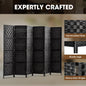 ZU-PP1001-6P-BK ZUNI Room Divider, 6 Panel Folding Wooden Privacy Screens, Tall Fabric Divider for Room Separation, 1.7Mx2.4M Partition Room Dividers Freestanding for Living Room, Bedroom, Office, Black