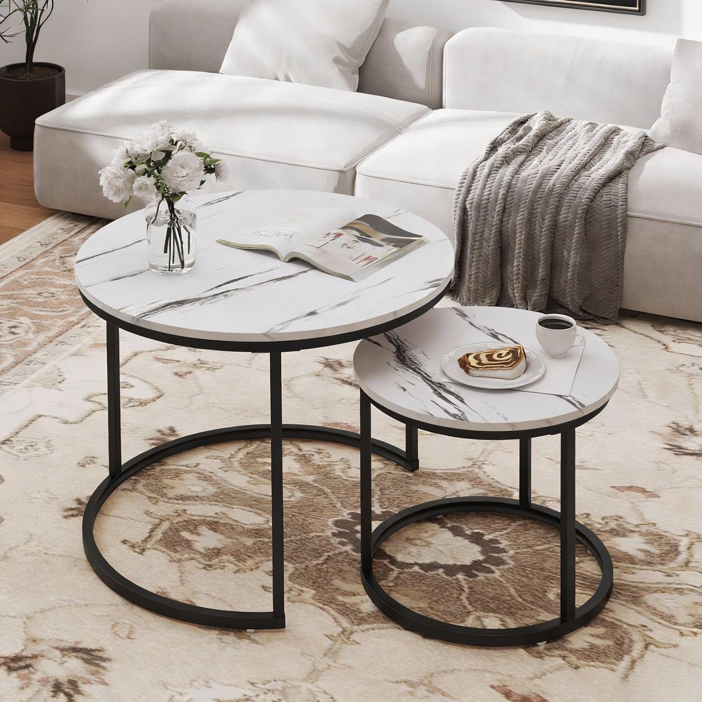 CTB-S2-7050-WHBK 2 Piece Heidi Nesting Coffee Table Set