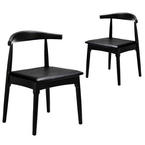 DCH-BERT-BK-2PC Living Fusion Cassidy Faux Leather Black Dining Chairs (Set of 2)