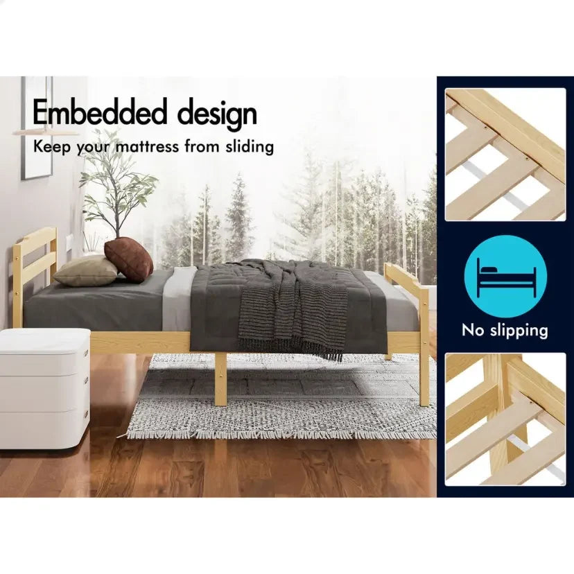 A-BF-W-DBM-KS-NT ALFORDSON Bed Frame Wooden King Single Mattress Base Platform Timber Oak DUBEM