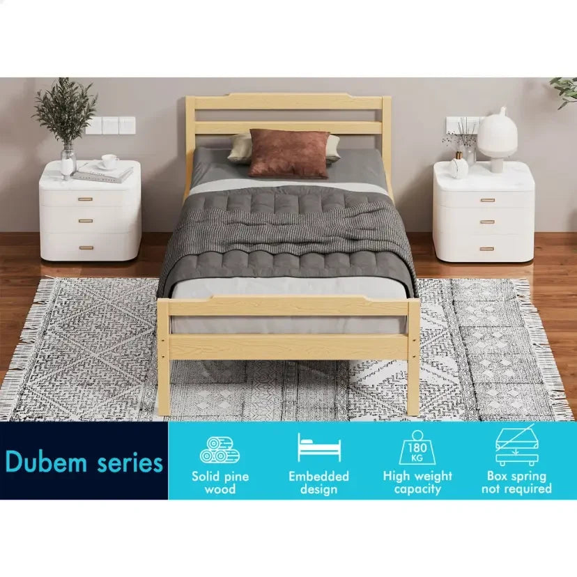 A-BF-W-DBM-KS-NT ALFORDSON Bed Frame Wooden King Single Mattress Base Platform Timber Oak DUBEM
