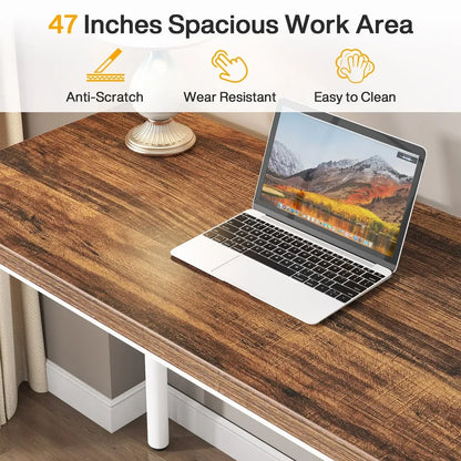 Scratched HOGA-RY0060X 47" Computer Desk with 5 Drawers, Modern Study Table Writing Desk
