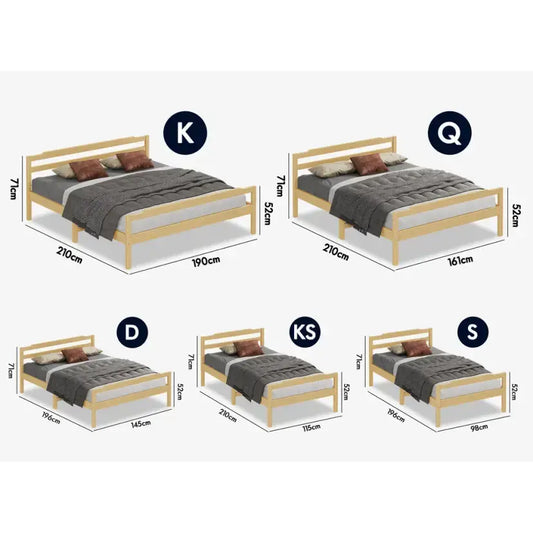 A-BF-W-DBM-KS-NT ALFORDSON Bed Frame Wooden King Single Mattress Base Platform Timber Oak DUBEM