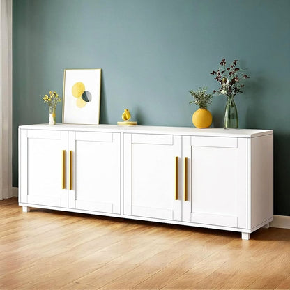 HPJM-TS13 Sideboard 4 Doors Buffet Cabinet with Shelves White