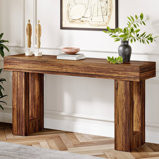 HOGA-RY0155 Tribesigns Farmhouse Console Table, 160 CM Long Narrow Sofa Table, Wooden Table