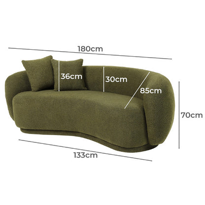 ACH-CASEW-SP-GN LivingFusion Millie 3 Seater Rounded Teddy Sofa Green