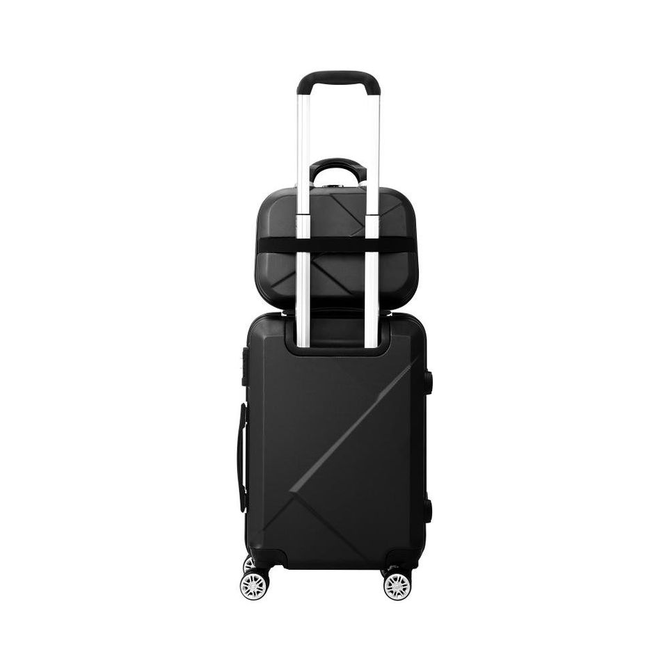 LGS-A2-2PCS-BK 2Pcs Luggage Suitcase Trolley Set Travel Tsa Lock Storage Hard Case Black