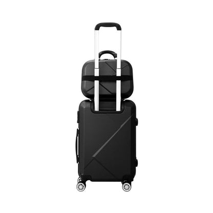 LGS-A2-2PCS-BK 2Pcs Luggage Suitcase Trolley Set Travel Tsa Lock Storage Hard Case Black