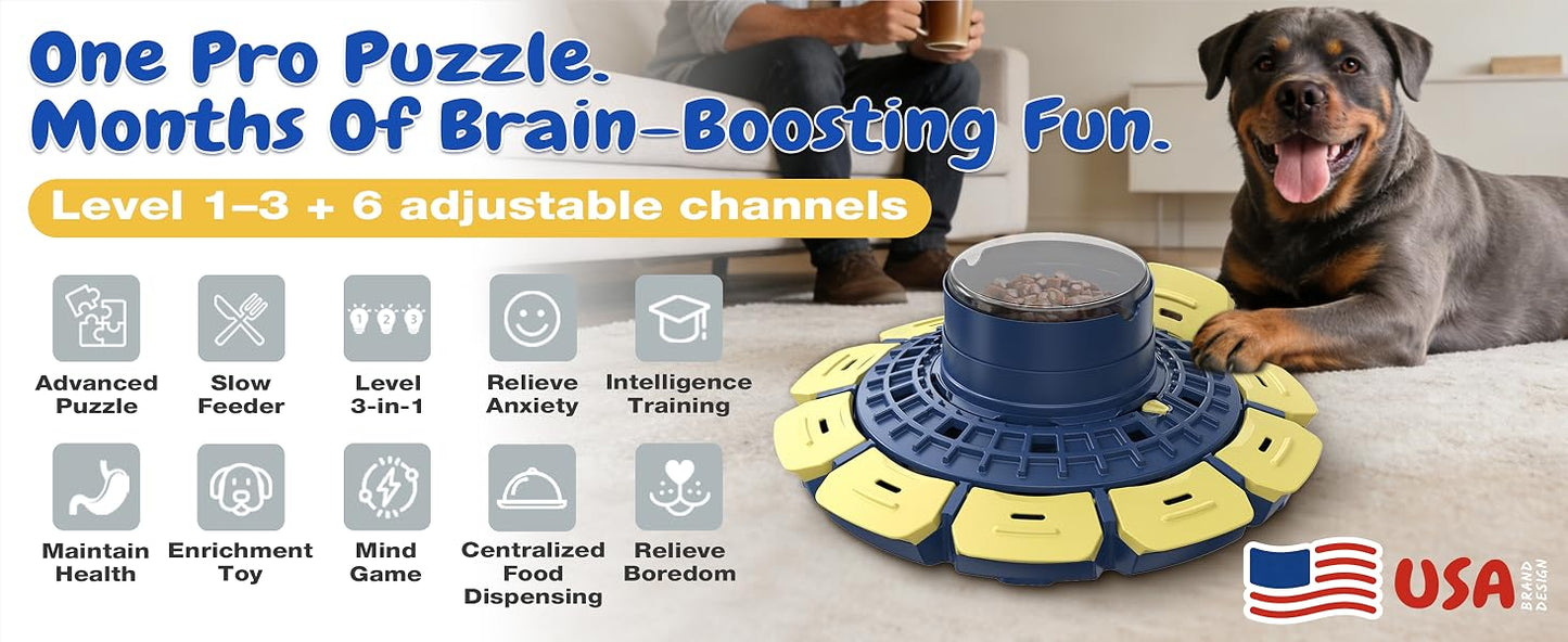KADTCXZMG KADTC XL 3-Level Dog Puzzle Toy, Beginner to Expert Mental Stimulation Toy | 3-level progressive puzzle with adjustable channels turns feeding into a multi-step challenge that extends engagement time