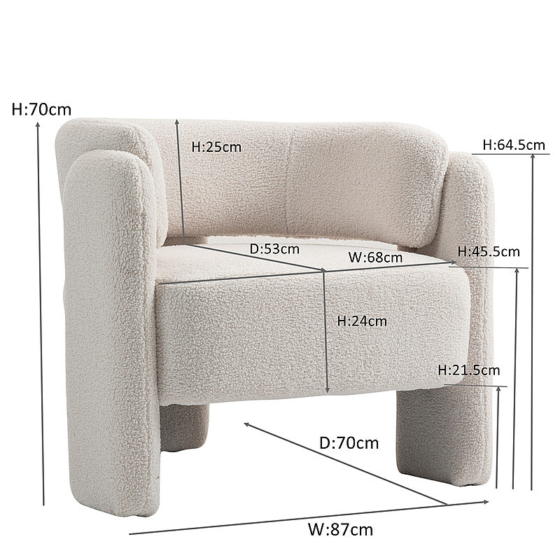 IHD-AC05B-WH White Color KINGSBURY Fabric Sofa Armchair