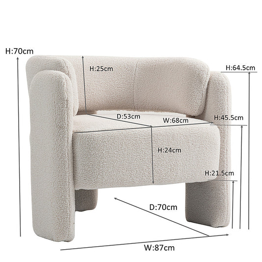 IHD-AC05B-WH White Color KINGSBURY Fabric Sofa Armchair