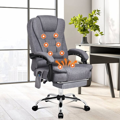 A-OCH-EXMS-FT-E-FAGY ALFORDSON Massage Office Chair Heated Seat Executive Gaming Racer Fabric Grey