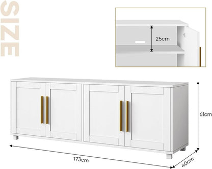 HPJM-TS13 Sideboard 4 Doors Buffet Cabinet with Shelves White