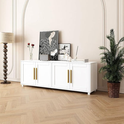 HPJM-TS13 Sideboard 4 Doors Buffet Cabinet with Shelves White