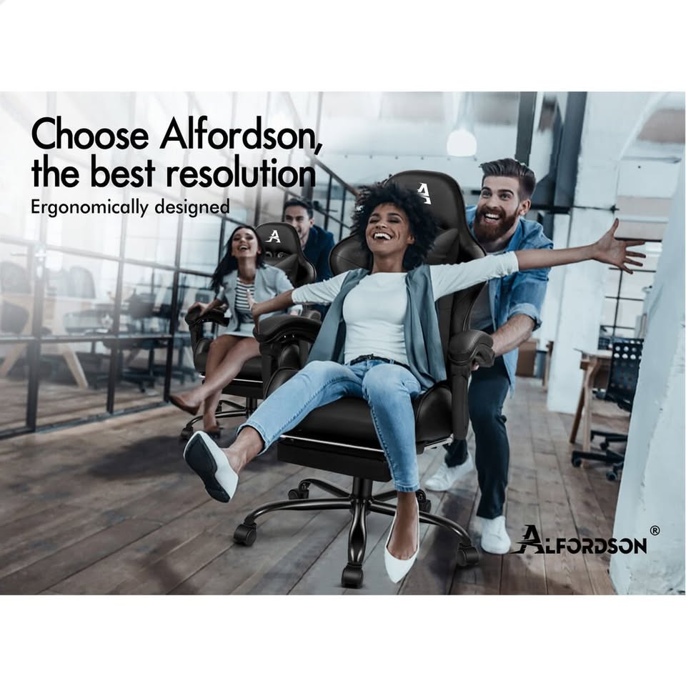 A-OCH-GM-8M-BK ALFORDSON Gaming Chair Office Massage Computer Racing Seat PU Leather Black