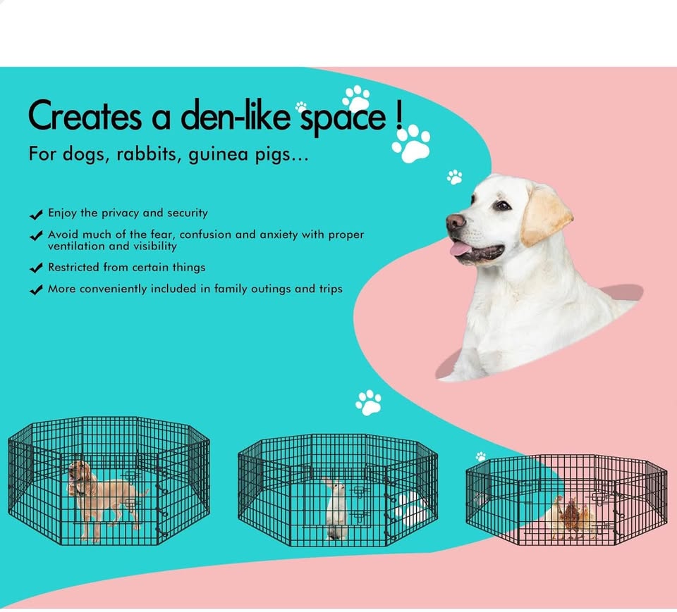 A-PET-PP-36 BEASTIE Metal Dog Playpen, 36in Foldable Portable Dog Pen with 8 Panels