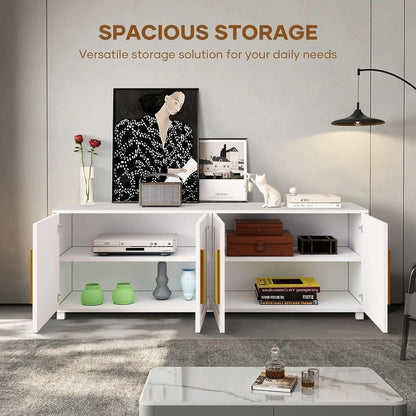 HPJM-TS13 Sideboard 4 Doors Buffet Cabinet with Shelves White