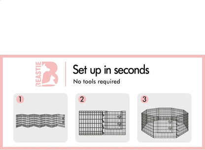 A-PET-PP-36 BEASTIE Metal Dog Playpen, 36in Foldable Portable Dog Pen with 8 Panels