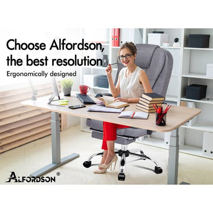 A-OCH-EXMS-FT-E-FAGY ALFORDSON Massage Office Chair Heated Seat Executive Gaming Racer Fabric Grey
