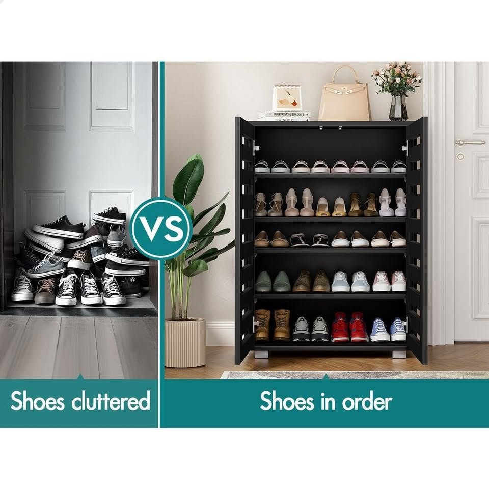 A-SHOE-ORG-BLACK ALFORDSON Shoe Cabinet Organiser Storage Rack Shelf 21 pairs Black