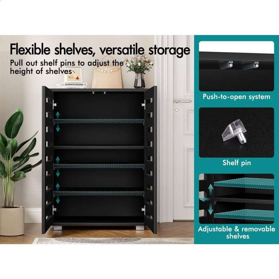 A-SHOE-ORG-BLACK ALFORDSON Shoe Cabinet Organiser Storage Rack Shelf 21 pairs Black
